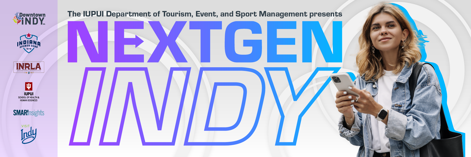 A vibrantly colored ad for NextGen Indy